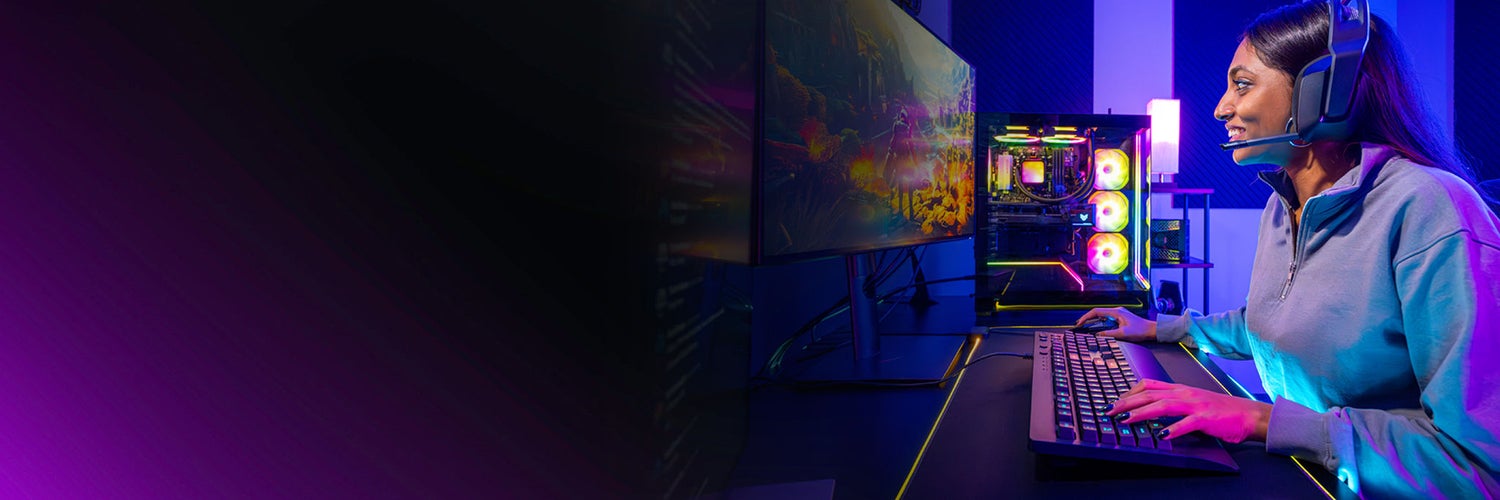 Side view of gamer with headphone