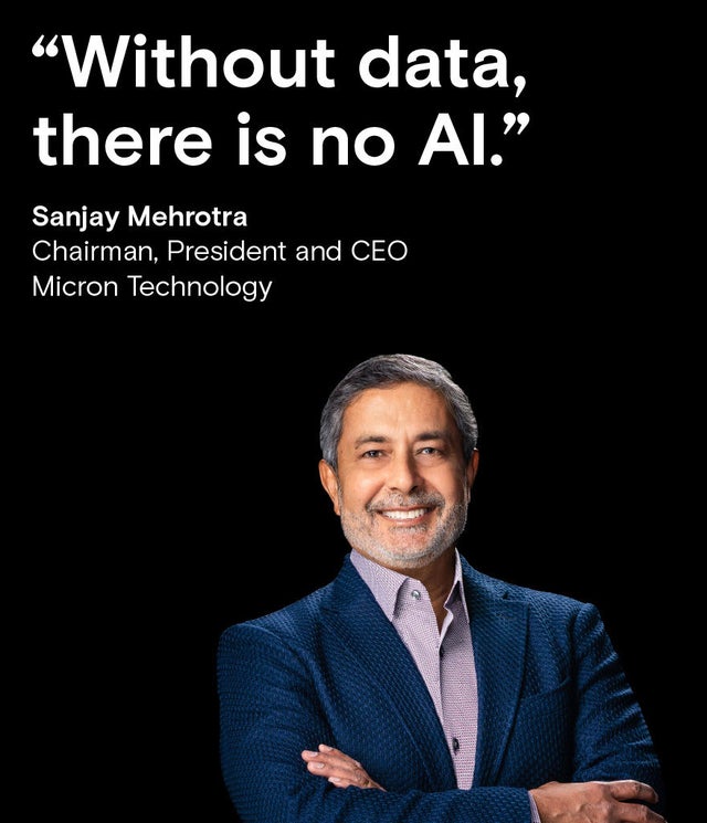 美光科技首席执行官 Sanjay Mehrotra，以及其评论：“没有数据，AI 便无从谈起。”