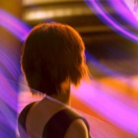 Person looking purple light