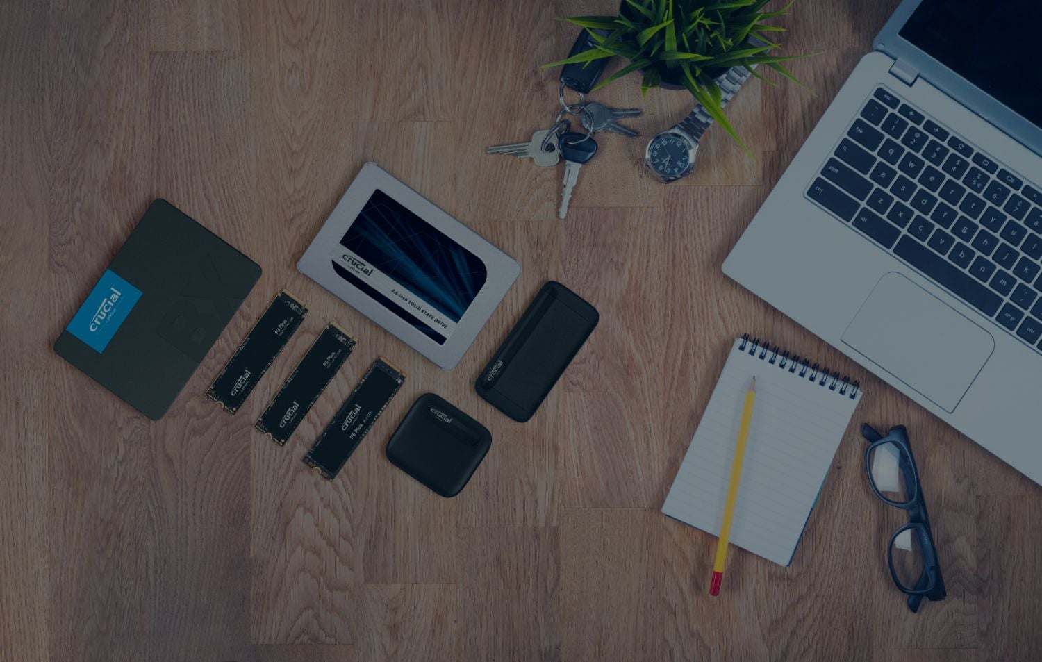 Crucial ssd family desk image