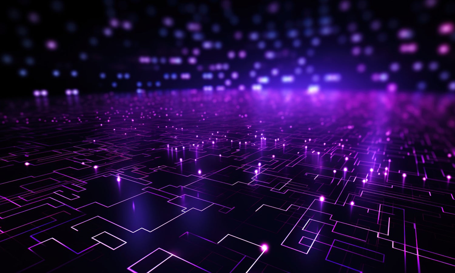 黑暗背景中的电路线