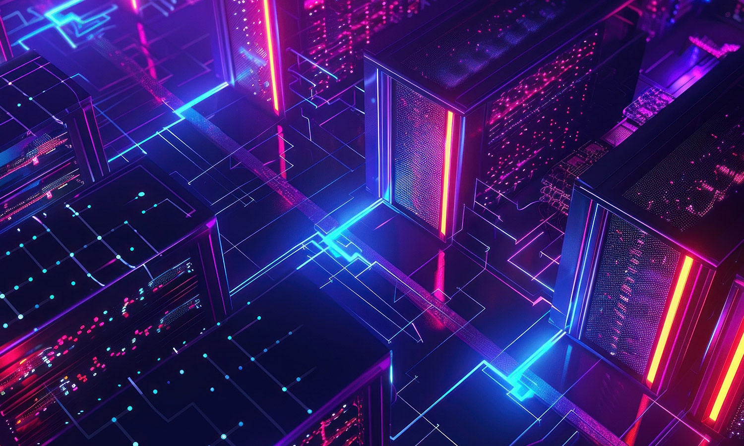 黑暗背景中的电路线