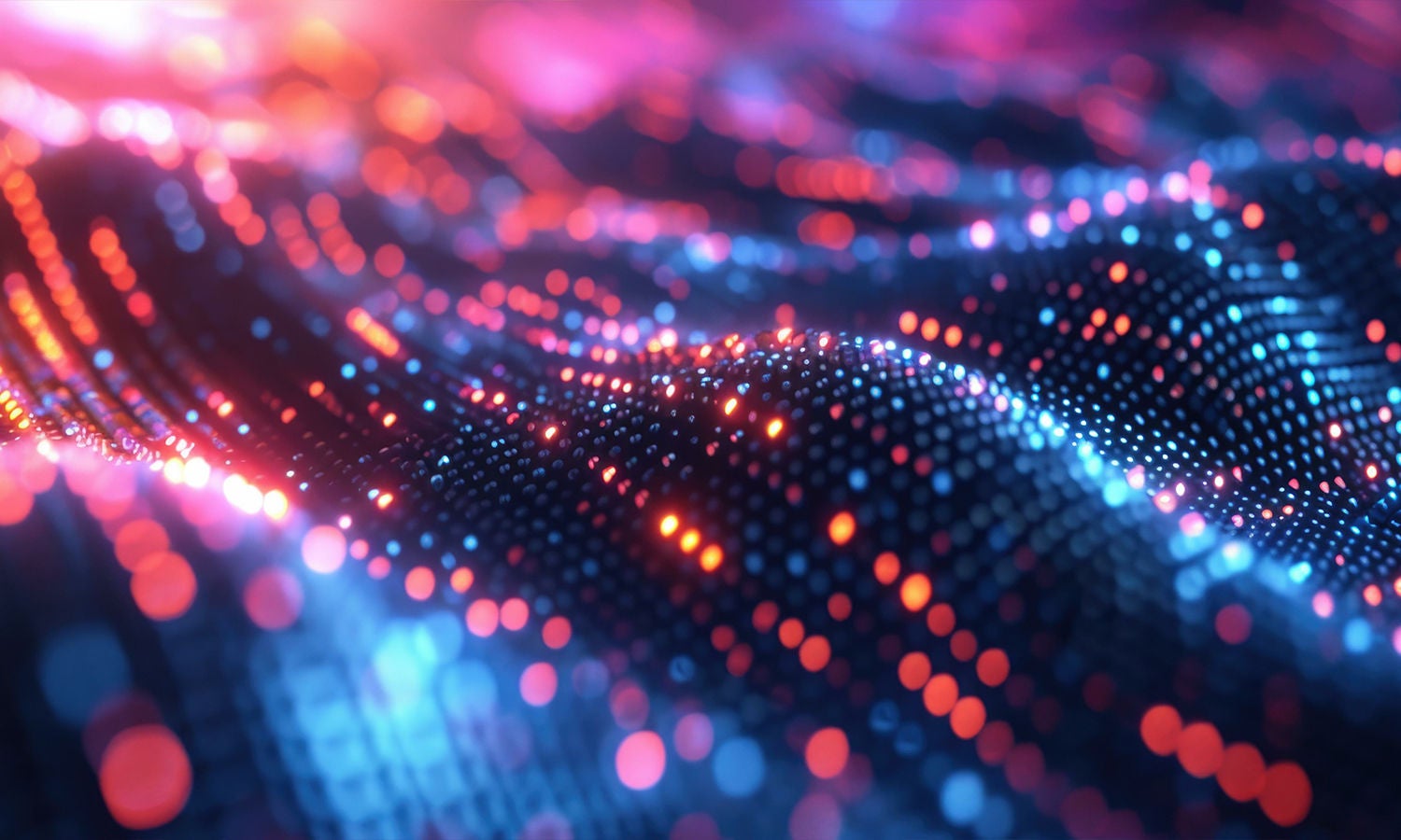 由数据构成的红色和蓝色光线自由流动 