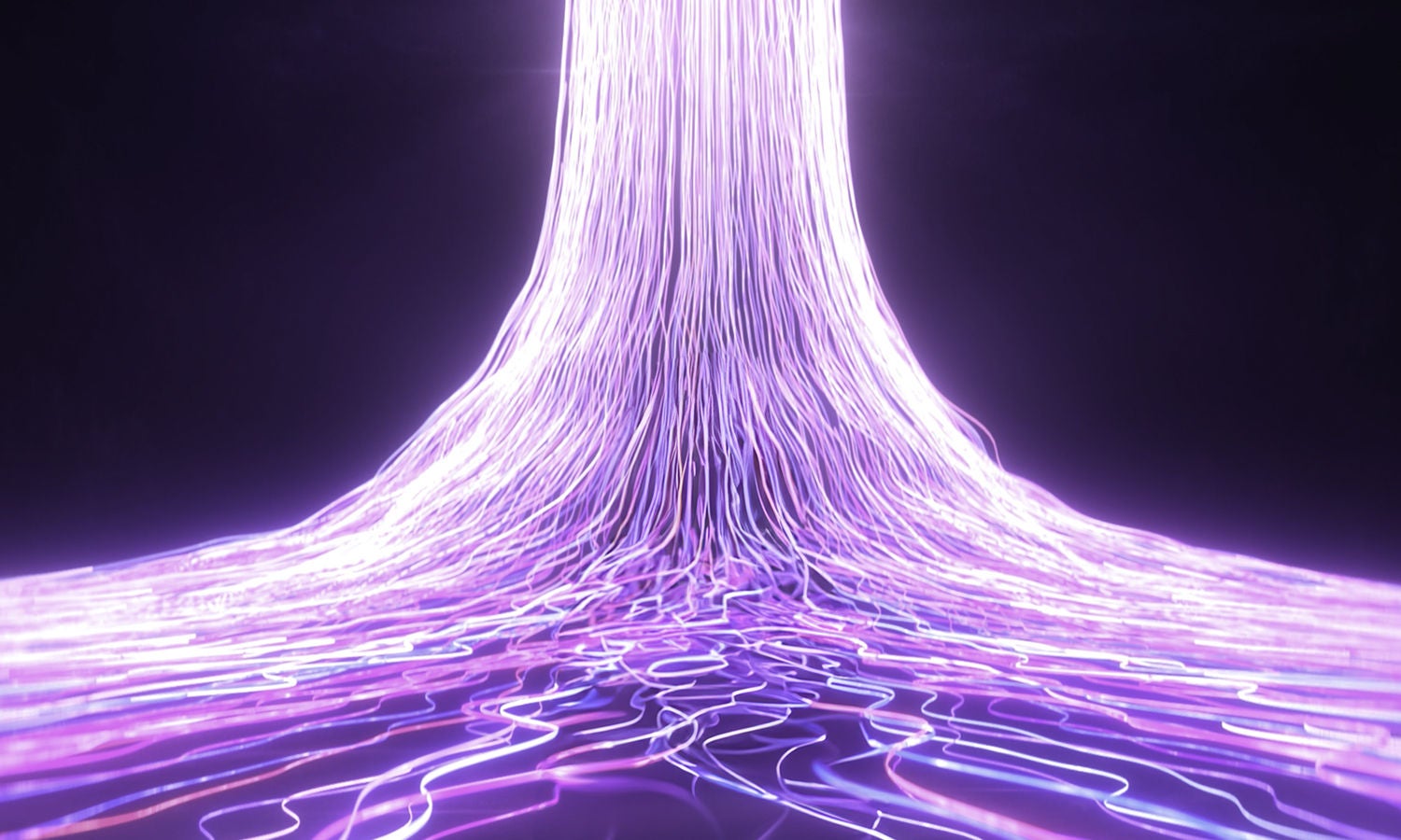 流动的彩色能量线条汇聚成一条笔直向前的路径